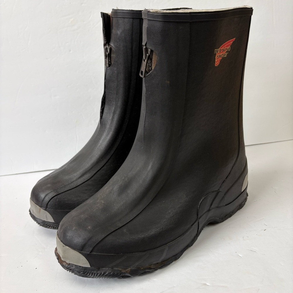 Vintage Red Wing Black Rubber Overboot Overshoe Galoshes Winter Rain Boots Men 9